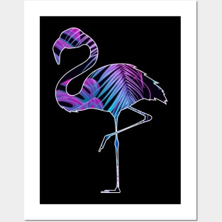 Flamingo with Tropical leaves Pattern, Love Flamingos Posters and Art